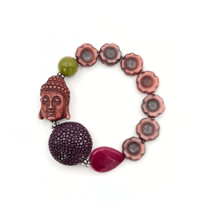 Armband "Buddha an Rochenleder braun-burgund"