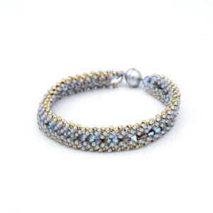 Armband aqua-grau / antique-gold