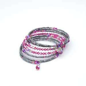 Wickelarmband „shiny-silver“ / pink