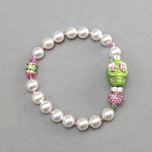 Armband "grüner Skull mit Glanz und Gloria"