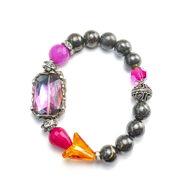 Armband "Kristall Magenta-Sonnenaufgang - gelötet mit Pyrit"