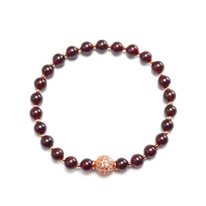 Armband "Granat-Kugeln mit Pavé in Roségold"