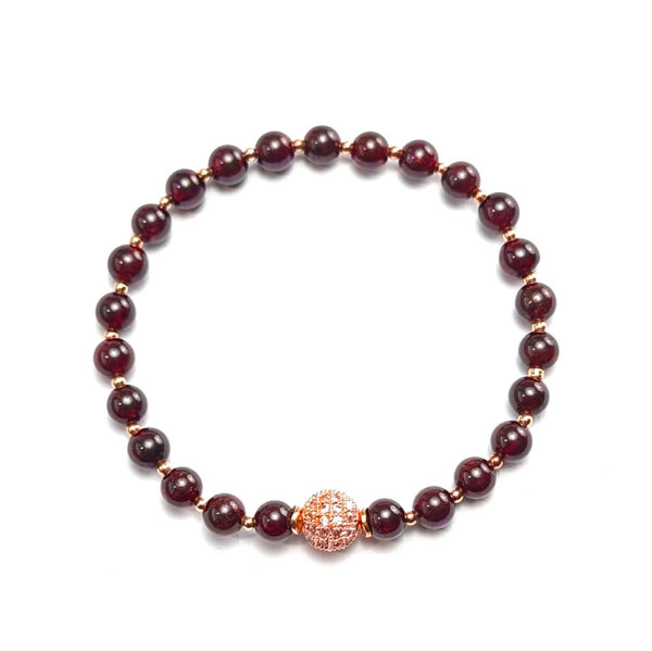 Armband "Granat-Kugeln mit Pavé in Roségold"