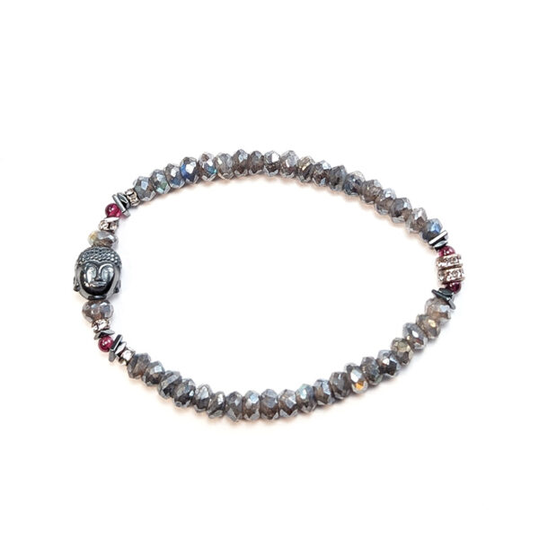 Armband "Buddha mit Labradorit und Granat"