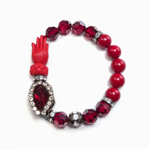 Armband "Kristall Rot mit Buddha-Hand"