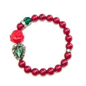 Armband "Buddha 4 Gesichter auf grünem Kristall"