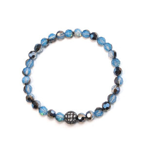 Armband "White Opal Sky Blue und Kristall Pavé"