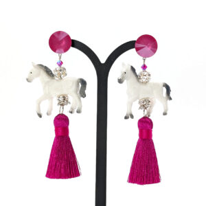 Ohrring "Araber Schimmel - satt Pink gepimmt"