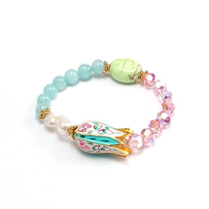 Armband "Emaille-Tulpe rosé mit Süßwasserperle"