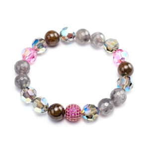 Armband "Quarz, Grüner Granat mit Swarovski Kristallen