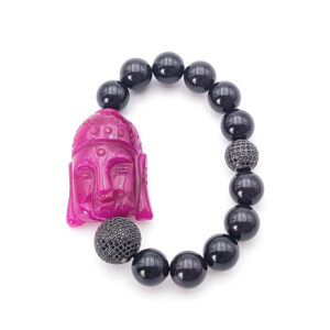 Armband "Buddha XXL in Pink und edlen Kristallen"