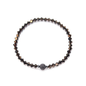 Armband Swarovski Kristalle Bikone in Jet Nut mit Pavé-Kugel