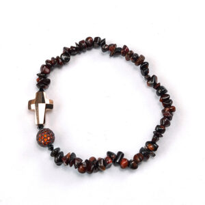 Armband "Pavé-Kugel trifft Kreuz an Koralle"