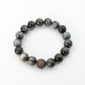 Katzenaugen-Achat mit beigem Pavé