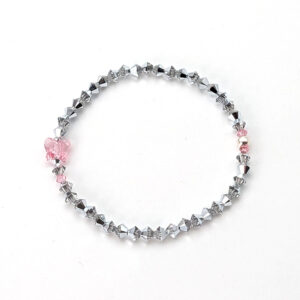 Armband rosa Schmetterling mit silbrigen-Kristallen