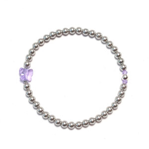 Armband hellgraue Crystal Pearls mit kleinem Schmetterling