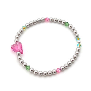 Armband silbrig-graue Crystal Pearls mit schrägem Kristallherz