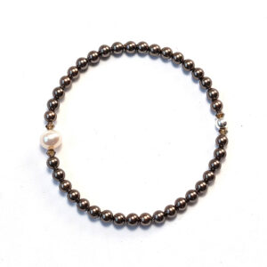 Armband dunkelbraune Crystal Pearls mit Süßwasserperle