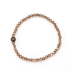 Armband kleine Swarovski Bicone Light Smoked Topaz Satin mit Pavé-Kugel