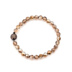 Armband runde Light Smoked Topaz Satin mit Pavé-Kugel