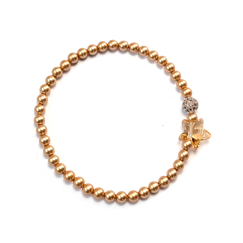 Armband mit goldfarbenen Crystal Pearls und Kristall-Stern