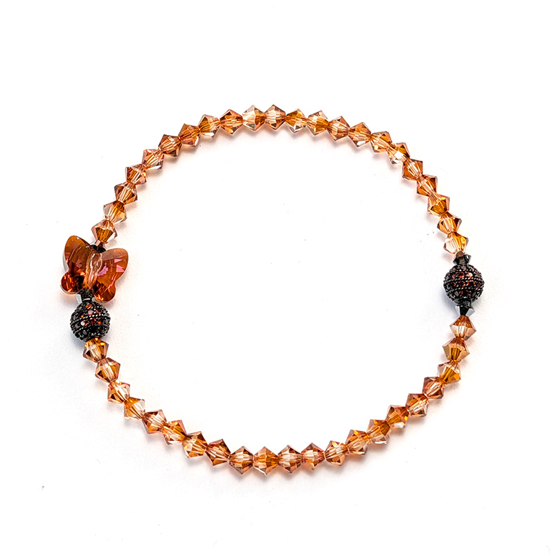 Armband mit Swarovski Kristallen in Copper und Schmetterling