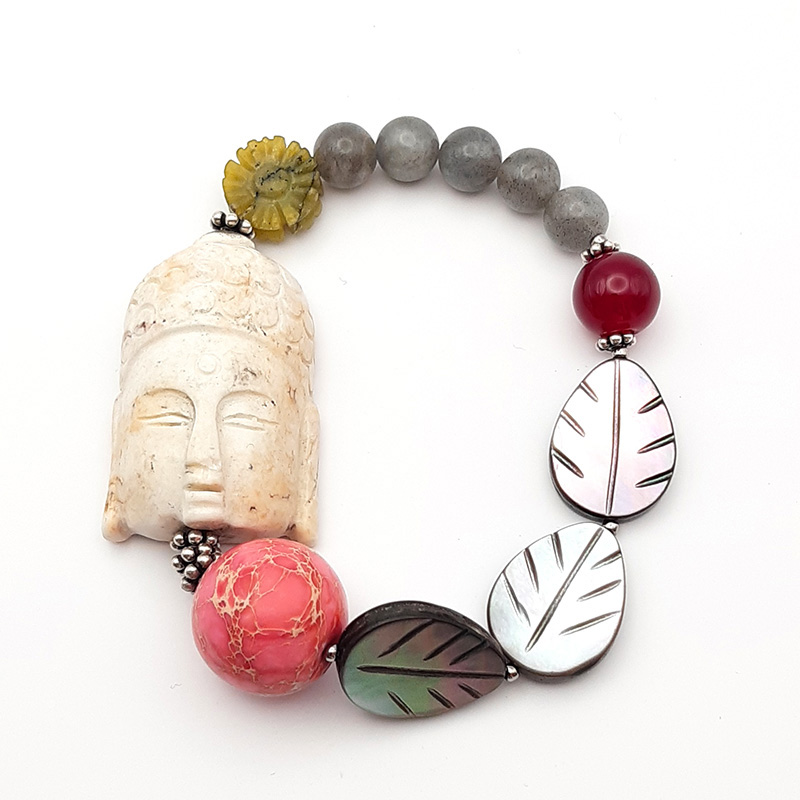 Armband "Howlite-Buddha wundervoll in weiß"