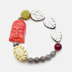 Armband "Korallen-Buddha in keck'em Frühkirschen-Rot"