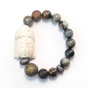 Armband Buddha-Love mit viel Glam und Katzenaugen-Achat