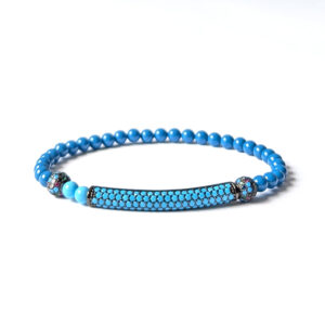 Armband blaue und türkise Swarovski Crystal-Pearls mit verschiedenen Pavé-Elementen