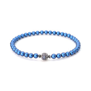 Armband Swarovski Crystal Pearls perlmutt-blau mit Pavé-Kugel
