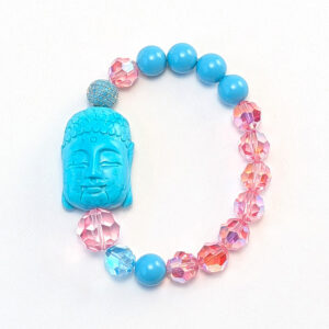 Armband Buddha türkiser Howlite, Swarovski Kristalle und Pavé