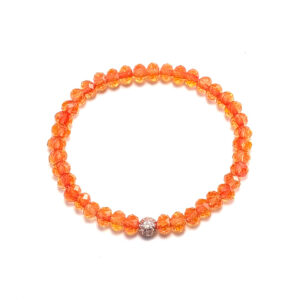 Armband mit böhm. Glasschliffperlen in Tangerine und Pavé-Kugel