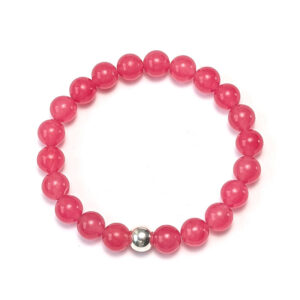 Armband aus beerenfarbener Jade und Silberverbinder