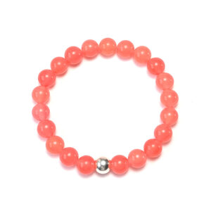 Armband aus rosafarbenen Quarz und Silberverbinder