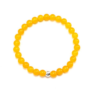 Armband aus farbveredelter gelber Jade mit Silberverbinder