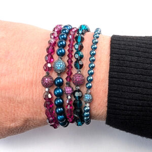 Armbänder Swarovski Kristalle in Fuchsia u. Petrol mit Pavé