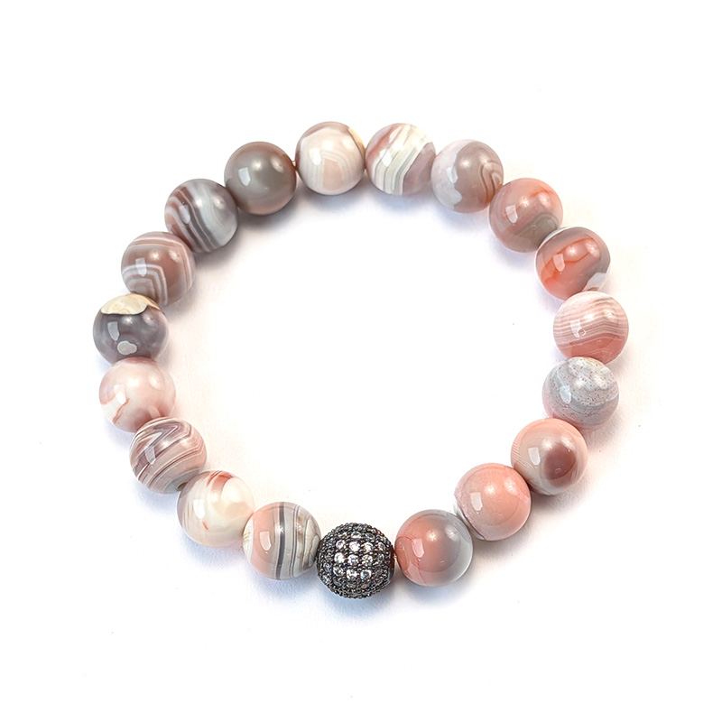 Armband aus Jaspis und Pavé-Kugel