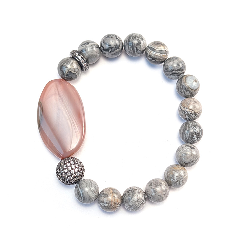 Armband mit Achaten und Pavé-Kugel